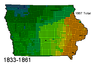 “GIF” File indicating when the Townships were surveyed in the order by year they were performed in Iowa.